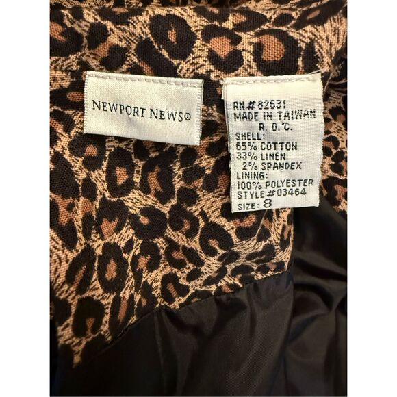 Newport News Leopard Cheetah Blazer Sz. 8 Stretch Vintage - Picture 8 of 9